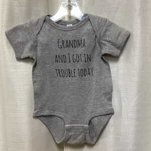 Rabbit Skins Gray Bodysuit with Playful Text